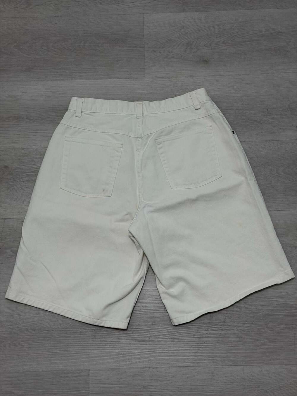 Vintage 90s I.O.U. Denim Bermuda Jean Shorts White Size 32 Made in USA
